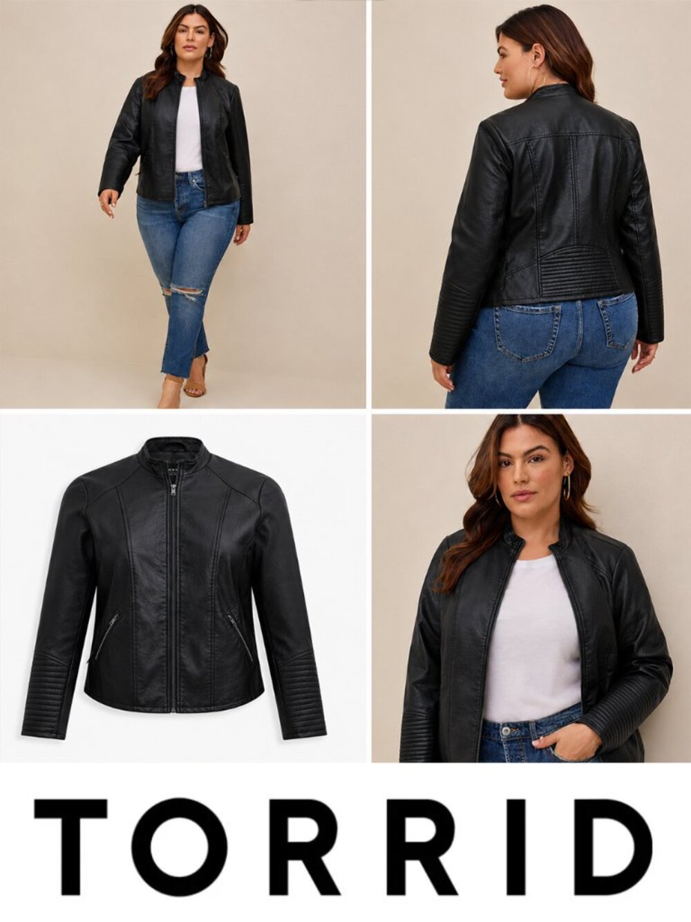 NWOT Torrid 2 (2X) Black Faux Leather Moto Collarless Jacket - Picture 1 of 12